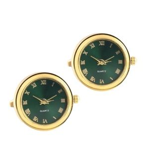 Emerald Green and Gold Quartz Watch Cufflinks